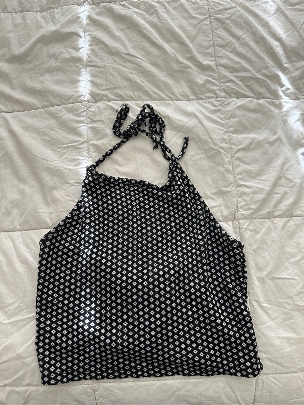 Brandy Melville Black and White Diamond Halter Kids Bodysuit